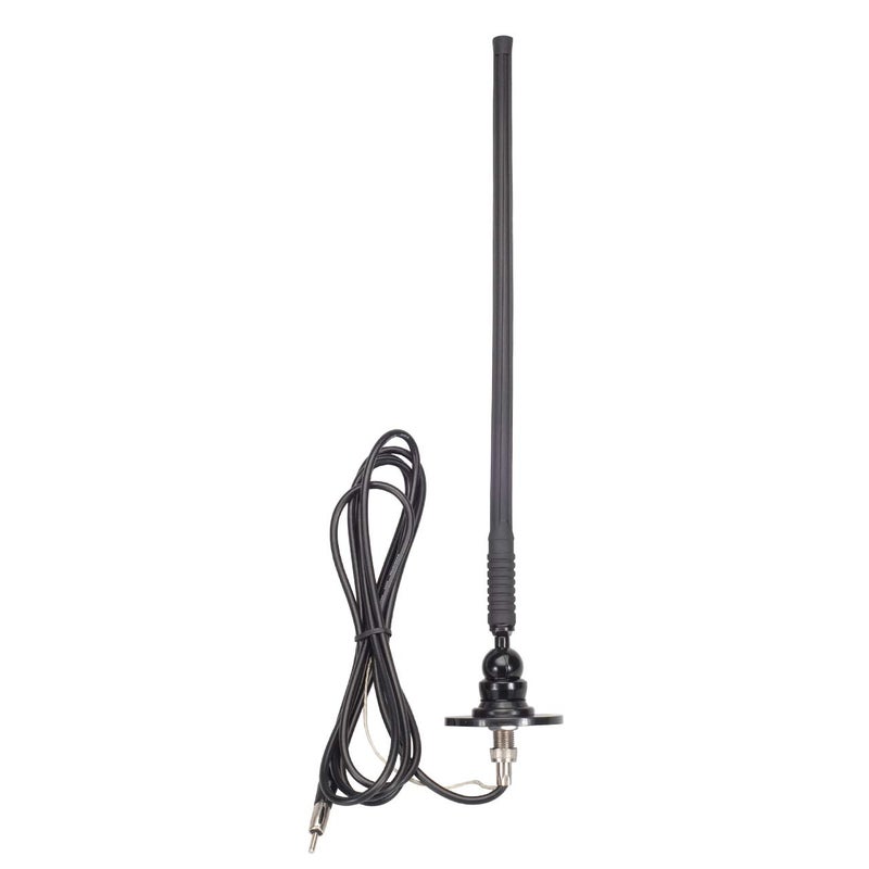 Rubber Antenna AM/FM for Car, RVs, Boat - 15" with 96" Cable, 180-degree Swivel Base
